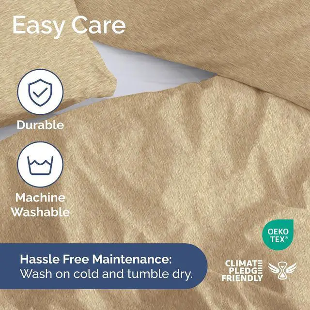 Alt view image 6 of 7 - Duvet Cover Cal King Size Set - Extra Soft Cal King Duvet Cover 104" x 98" with 2 Pillow Shams for Women, Men, Kids & Teens - Comfy, Breathable, Hotel Luxury w/ Zipper Closures & Ties (Heathered Tan)