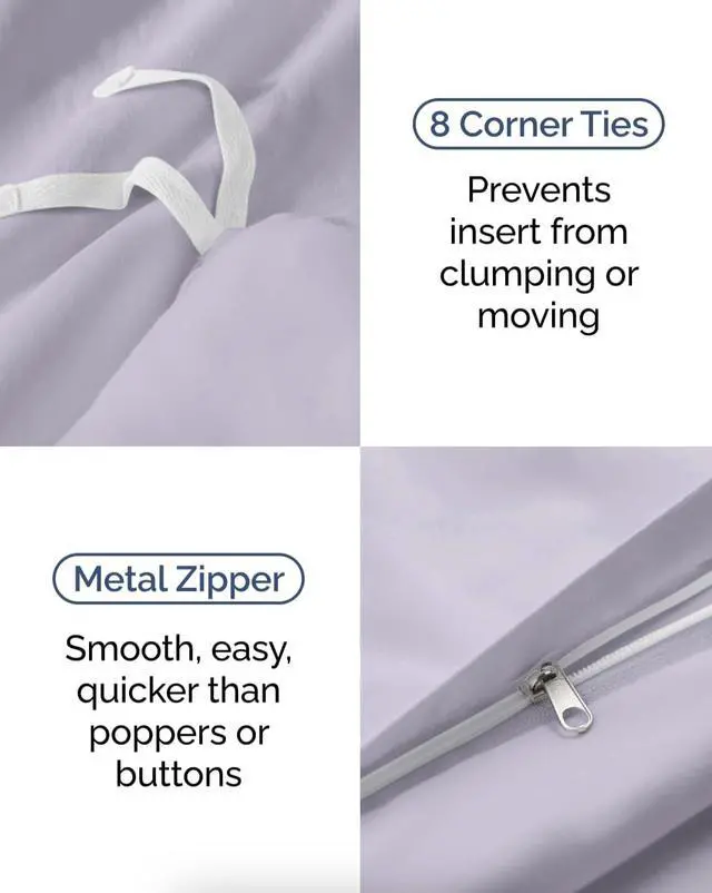 Alt view image 5 of 7 - Duvet Cover Twin/Twin XL Size Set - Extra Soft Twin/Twin XL Duvet Cover 68" x 90" with 1 Pillow Sham for Women, Men, Kids & Teens - Easy-Care & Fade Free with Zipper Closures & Ties (Light Lavender)