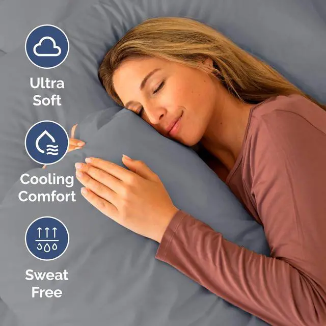 Alt view image 4 of 7 - Short Queen Size 4 Piece Sheet Set - RV Short Queen, Ultra-Soft, Breathable & Cooling Bed Sheets Set w/ Deep Pockets - Hotel Luxury Bedding for Women & Men - Wrinkle Free & Fade Resistant - Steel Blue