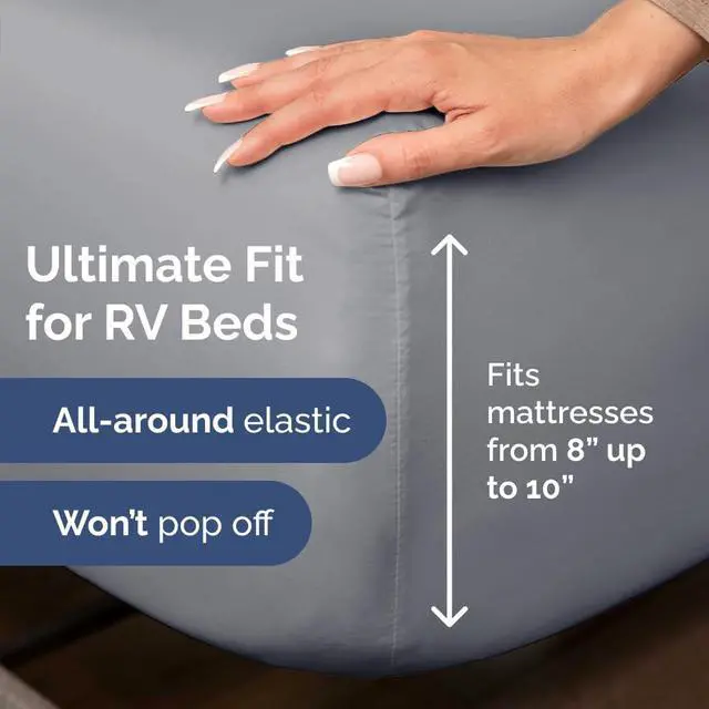 Alt view image 3 of 7 - Short Queen Size 4 Piece Sheet Set - RV Short Queen, Ultra-Soft, Breathable & Cooling Bed Sheets Set w/ Deep Pockets - Hotel Luxury Bedding for Women & Men - Wrinkle Free & Fade Resistant - Steel Blue