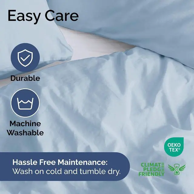 Alt view image 6 of 7 - Duvet Cover Queen Size Set - Extra Soft Queen Duvet Cover 90" x 90" with 2 Pillow Shams for Women, Men, Kids & Teens - Hotel Luxury, Easy-Care w/Zipper Closures & Ties - Comfy & Breathable (Sky Blue)