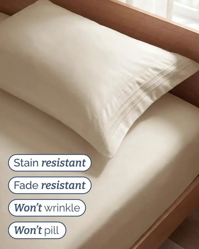 Alt view image 5 of 7 - Twin Size 3 Piece Sheet Set - Comfy Breathable & Cooling Sheets - Hotel Luxury Bed Sheets for Women & Men - Deep Pockets, Easy-Fit, Extra Soft and Wrinkle Free Sheets - Wheat Oeko-Tex Bed Sheet Set