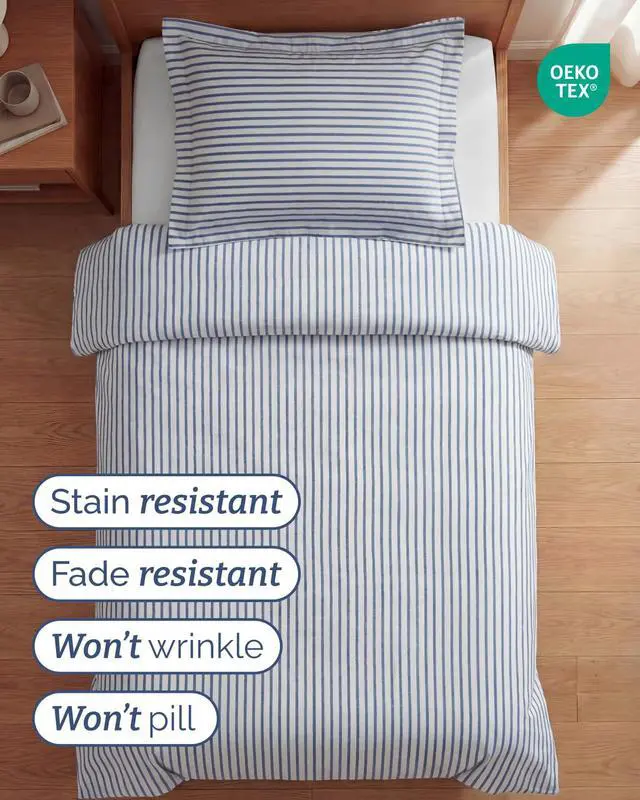 Alt view image 4 of 7 - Duvet Cover Queen Size Set - Extra Soft Queen Duvet Cover 90" x 90" with 2 Pillow Shams for Women, Men, Kids & Teens - Hotel Luxury w/ Zipper Closures & Ties - Comfy, Cozy & Breathable (Beige Stripes)