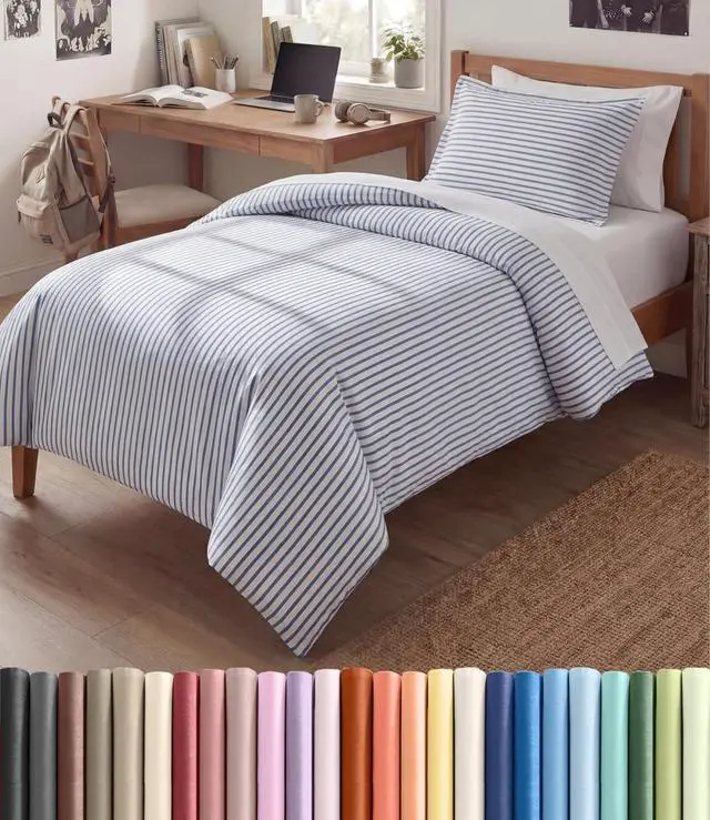 Main image of Duvet Cover Queen Size Set - Extra Soft Queen Duvet Cover 90" x 90" with 2 Pillow Shams for Women, Men, Kids & Teens - Hotel Luxury w/ Zipper Closures & Ties - Comfy, Cozy & Breathable (Beige Stripes)