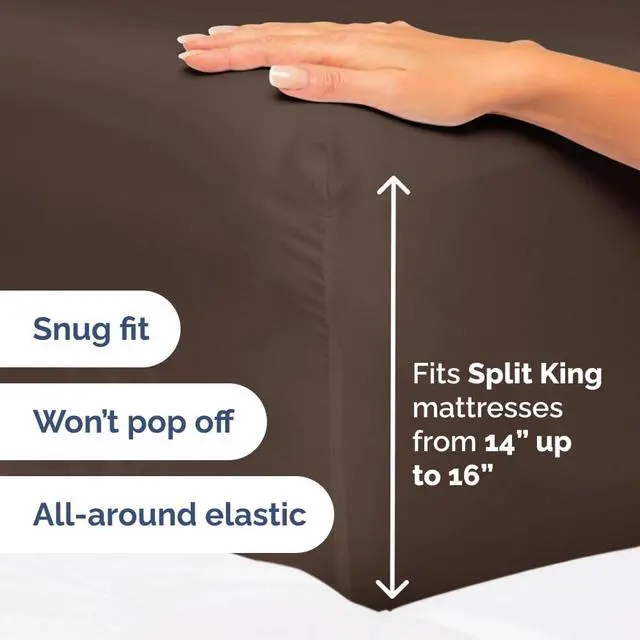 Alt view image 4 of 7 - Flex Top Split Head King 4 Piece Sheet Set - Ultra-Soft, Breathable & Cooling Bed Sheets Set - Hotel Luxury Bedding for Women & Men with Deep Pockets - Wrinkle Free & Fade Resistant - Oeko-Tex - Brown