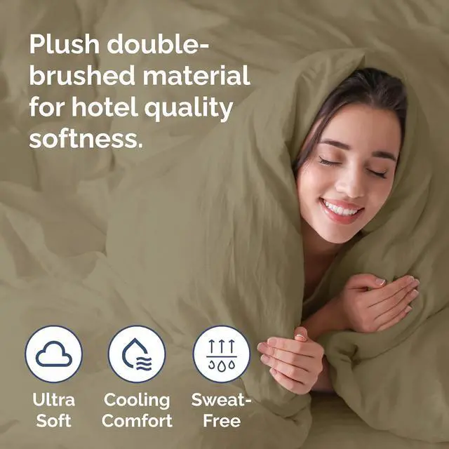Alt view image 3 of 7 - Duvet Cover Full Size Set - Extra Soft Full Duvet Cover 80" x 90" with 2 Pillow Shams for Women, Men, Kids & Teens - Hotel Luxury, Easy-Care w/Zipper Closures & Ties - Comfy and Breathable (Khaki)