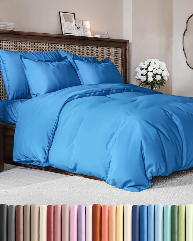 Main image of Duvet Cover Full Size Set - Extra Soft Full Duvet Cover 80" x 90" with 2 Pillow Shams for Women, Men, Kids & Teens - Hotel Luxury, Easy-Care w/Zipper Closures & Ties - Comfy & Breathable (Royal Blue)