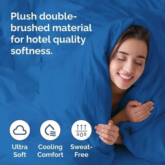Alt view image 3 of 7 - Duvet Cover Full Size Set - Extra Soft Full Duvet Cover 80" x 90" with 2 Pillow Shams for Women, Men, Kids & Teens - Hotel Luxury, Easy-Care w/Zipper Closures & Ties - Comfy & Breathable (Royal Blue)