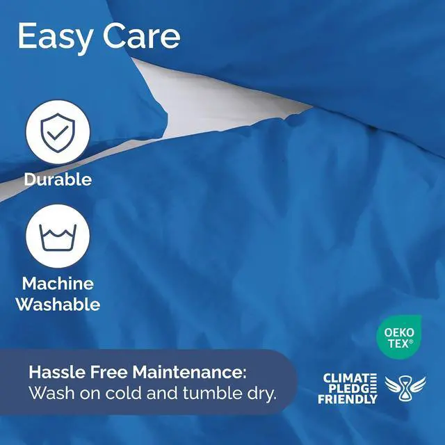 Alt view image 6 of 7 - Duvet Cover Full Size Set - Extra Soft Full Duvet Cover 80" x 90" with 2 Pillow Shams for Women, Men, Kids & Teens - Hotel Luxury, Easy-Care w/Zipper Closures & Ties - Comfy & Breathable (Royal Blue)