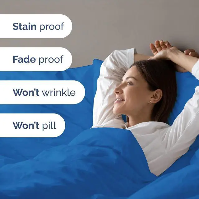 Alt view image 5 of 7 - Duvet Cover Full Size Set - Extra Soft Full Duvet Cover 80" x 90" with 2 Pillow Shams for Women, Men, Kids & Teens - Hotel Luxury, Easy-Care w/Zipper Closures & Ties - Comfy & Breathable (Royal Blue)