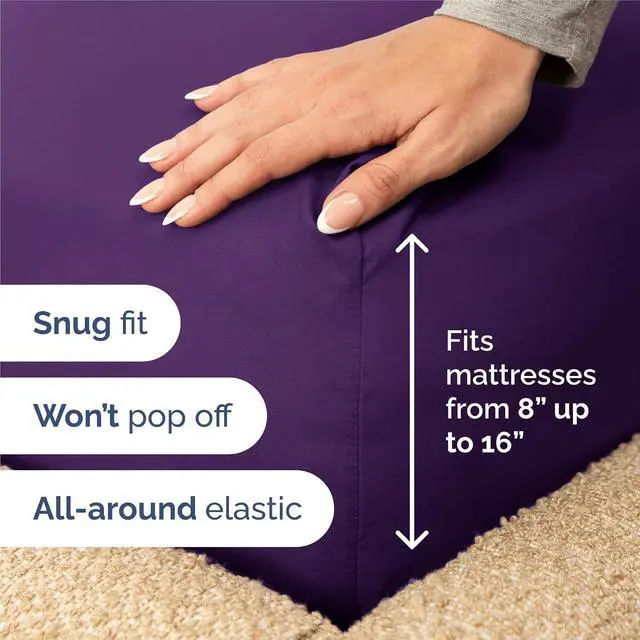 Alt view image 3 of 7 - King Size 4 Piece Sheet Set - Comfy Breathable & Cooling Sheets - Hotel Luxury Bed Sheets for Women & Men - Deep Pockets, Easy-Fit, Extra Soft and Wrinkle Free Sheets - Purple Oeko-Tex Bed Sheet Set