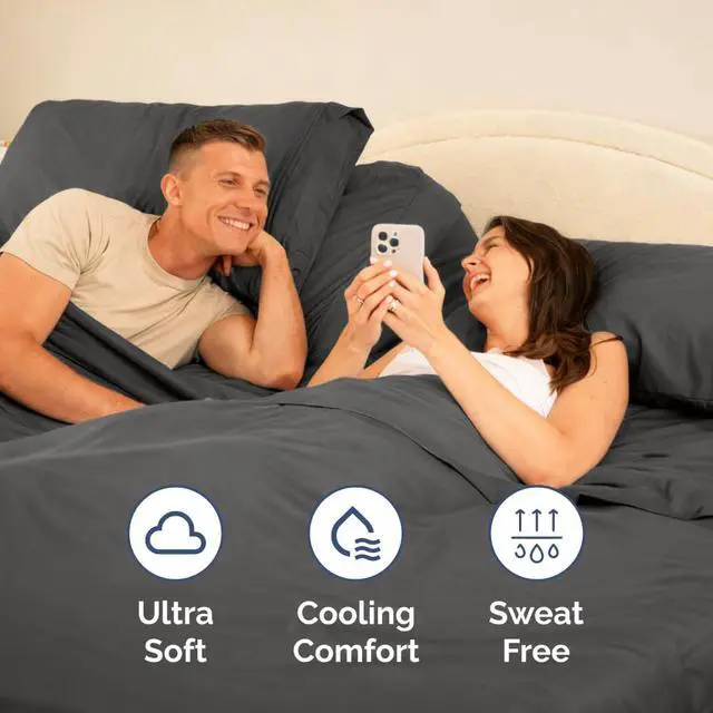 Alt view image 5 of 7 - Flex Top Split Head King 4 Piece Sheet Set - Soft, Breathable & Cooling Bed Sheets Set - Hotel Luxury Bedding for Women & Men with Deep Pockets - Wrinkle Free & Fade Resistant - Oeko-Tex - Charcoal