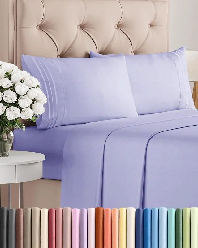Main image of Queen Size 4 Piece Sheet Set - Comfy Breathable & Cooling Sheets - Hotel Luxury Bed Sheets for Women & Men - Deep Pockets, Easy-Fit, Extra Soft & Wrinkle Free Sheets - Lavender Oeko-Tex Bed Sheet Set