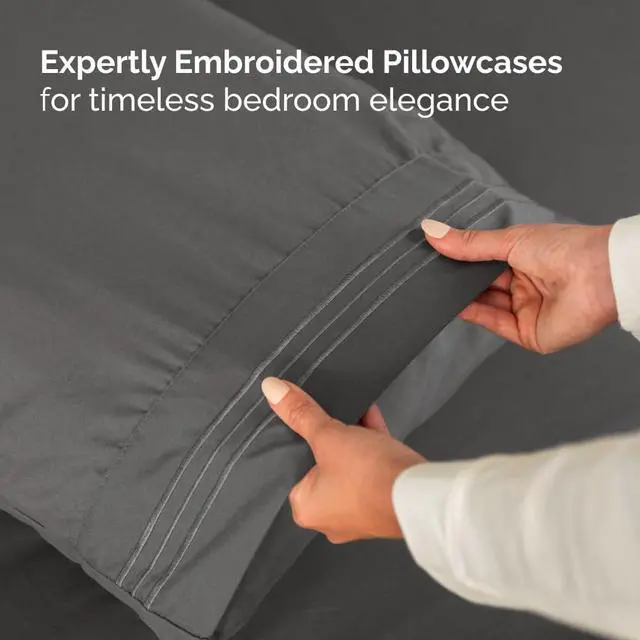 Alt view image 7 of 7 - Flex Top Split Head King 4 Piece Sheet Set - Soft, Breathable & Cooling Bed Sheets Set - Hotel Luxury Bedding for Women & Men with Deep Pockets - Wrinkle Free & Fade Resistant - Oeko-Tex - Charcoal