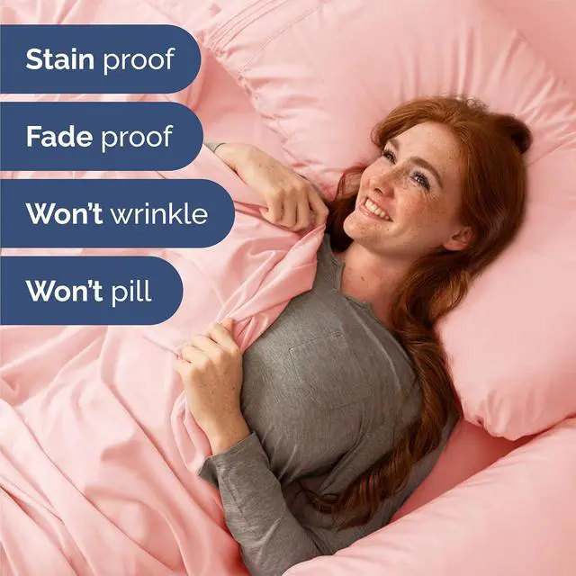 Alt view image 5 of 7 - Queen Size 4 Piece Sheet Set - Comfy Breathable & Cooling Sheets - Hotel Luxury Bed Sheets for Women and Men - Deep Pockets, Easy-Fit, Soft and Wrinkle Free Sheets - Baby Pink Oeko-Tex Bed Sheet Set