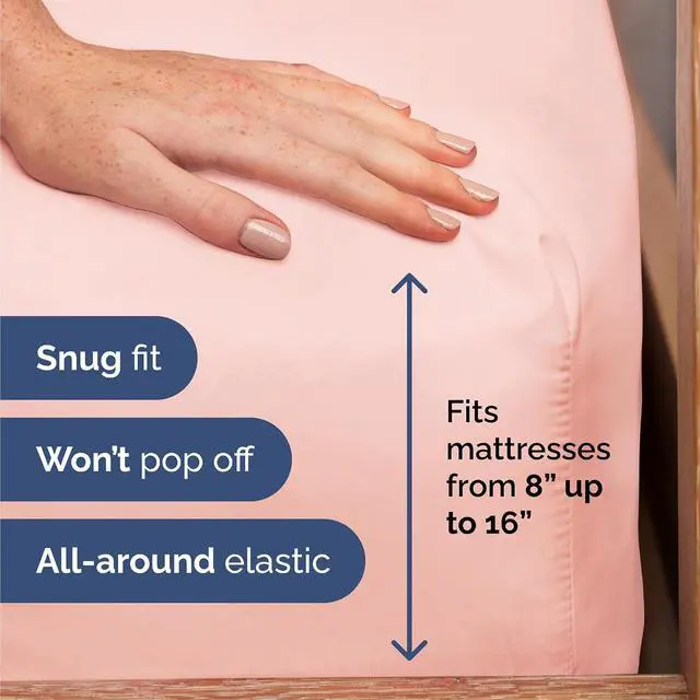 Alt view image 3 of 7 - Queen Size 4 Piece Sheet Set - Comfy Breathable & Cooling Sheets - Hotel Luxury Bed Sheets for Women and Men - Deep Pockets, Easy-Fit, Soft and Wrinkle Free Sheets - Baby Pink Oeko-Tex Bed Sheet Set