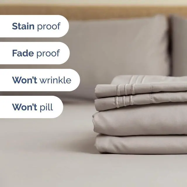 Alt view image 6 of 7 - Flex Top Split Head King 4 Piece Sheet Set - Ultra-Soft, Breathable & Cooling Bed Sheets Set - Hotel Luxury Bedding for Women & Men with Deep Pockets - Wrinkle and Fade Free - Oeko-Tex - Light Grey