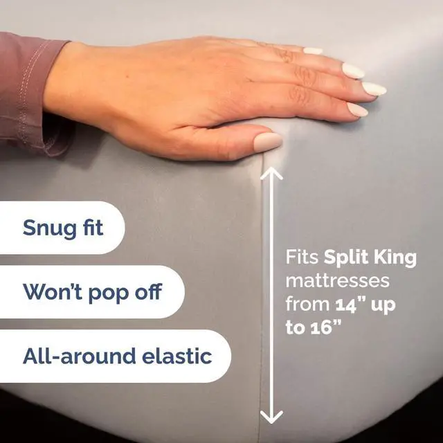 Alt view image 4 of 7 - Flex Top Split Head King 4 Piece Sheet Set - Ultra-Soft, Breathable & Cooling Bed Sheets Set - Hotel Luxury Bedding for Women & Men with Deep Pockets - Wrinkle and Fade Free - Oeko-Tex - Light Grey