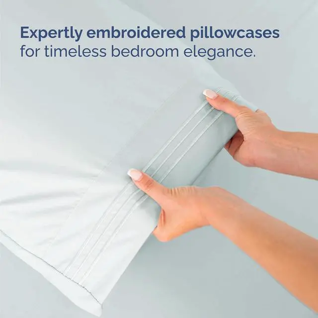 Alt view image 6 of 7 - Queen Size 4 Piece Sheet Set - Comfy Breathable & Cooling Sheets - Hotel Luxury Bed Sheets for Women & Men - Deep Pockets, Easy-Fit, Extra Soft & Wrinkle Free Sheets - Ice Blue Oeko-Tex Bed Sheet Set
