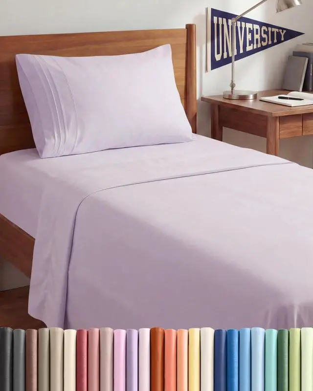 Main image of Twin XL Size 3 Piece Sheet Set - Comfy Breathable & Cooling Sheets - Hotel Luxury Bed Sheets for Women & Men - Deep Pockets, Easy-Fit, Soft & Wrinkle Free Sheets - Light Lavender Oeko-Tex Bed Sheets