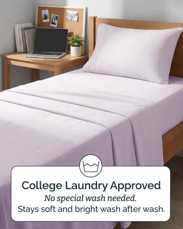 Alt view image 6 of 7 - Twin XL Size 3 Piece Sheet Set - Comfy Breathable & Cooling Sheets - Hotel Luxury Bed Sheets for Women & Men - Deep Pockets, Easy-Fit, Soft & Wrinkle Free Sheets - Light Lavender Oeko-Tex Bed Sheets