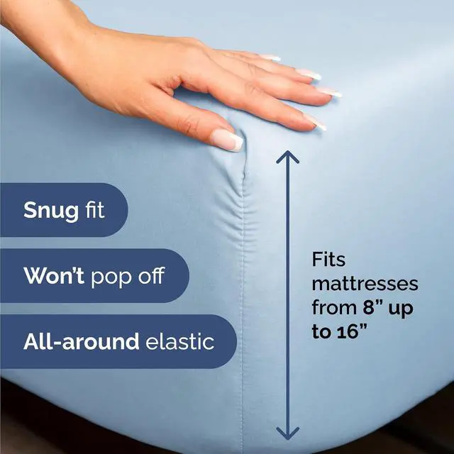Alt view image 3 of 7 - Queen Size 4 Piece Sheet Set - Comfy Breathable & Cooling Sheets - Hotel Luxury Bed Sheets for Women & Men - Deep Pockets, Easy-Fit, Soft and Wrinkle Free Sheets - Light Blue Oeko-Tex Bed Sheet Set