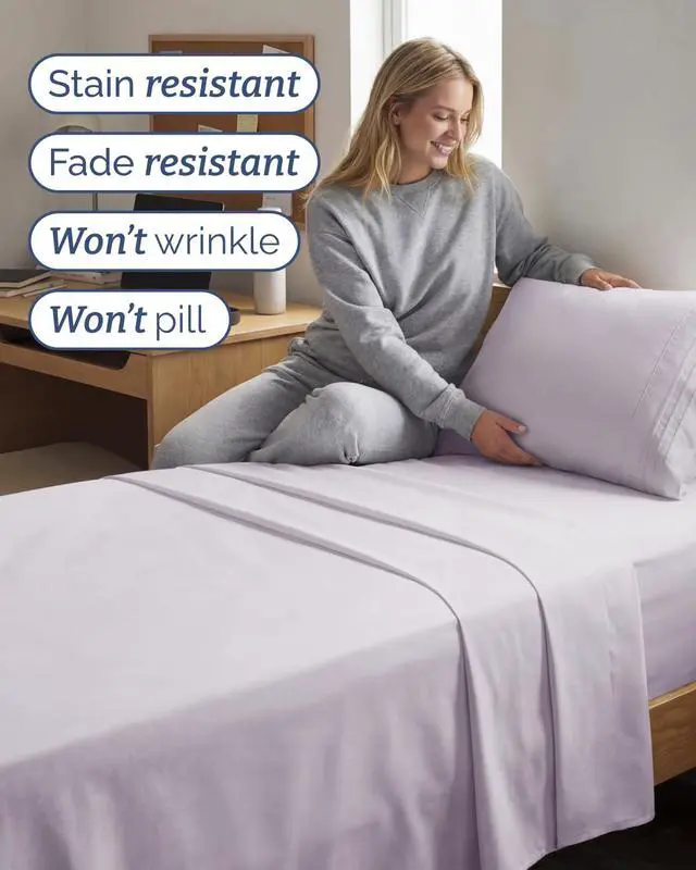 Alt view image 5 of 7 - Twin XL Size 3 Piece Sheet Set - Comfy Breathable & Cooling Sheets - Hotel Luxury Bed Sheets for Women & Men - Deep Pockets, Easy-Fit, Soft & Wrinkle Free Sheets - Light Lavender Oeko-Tex Bed Sheets