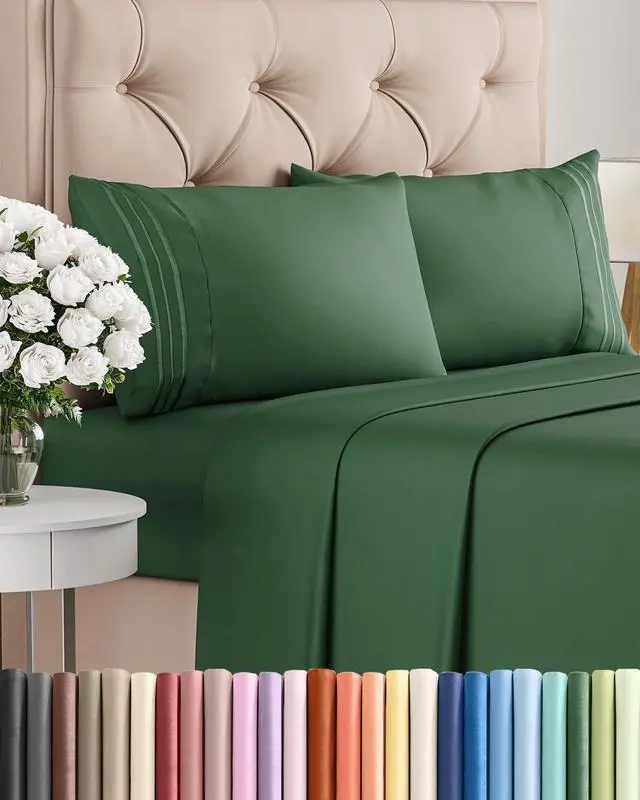 Main image of Queen Size 4 Piece Sheet Set - Comfy Breathable & Cooling Sheets - Hotel Luxury Bed Sheets for Women & Men - Deep Pockets, Easy-Fit, Soft & Wrinkle Free Sheets - Emerald Green Oeko-Tex Bed Sheet Set