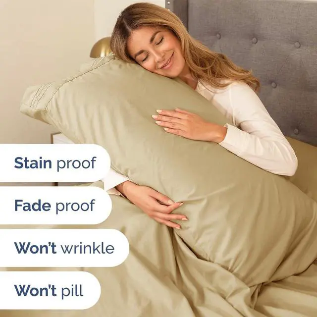 Alt view image 5 of 7 - Full Size 4 Piece Sheet Set - Comfy Breathable & Cooling Sheets - Hotel Luxury Bed Sheets for Women & Men - Deep Pockets, Easy-Fit, Extra Soft and Wrinkle Free Sheets - Beige Oeko-Tex Bed Sheet Set
