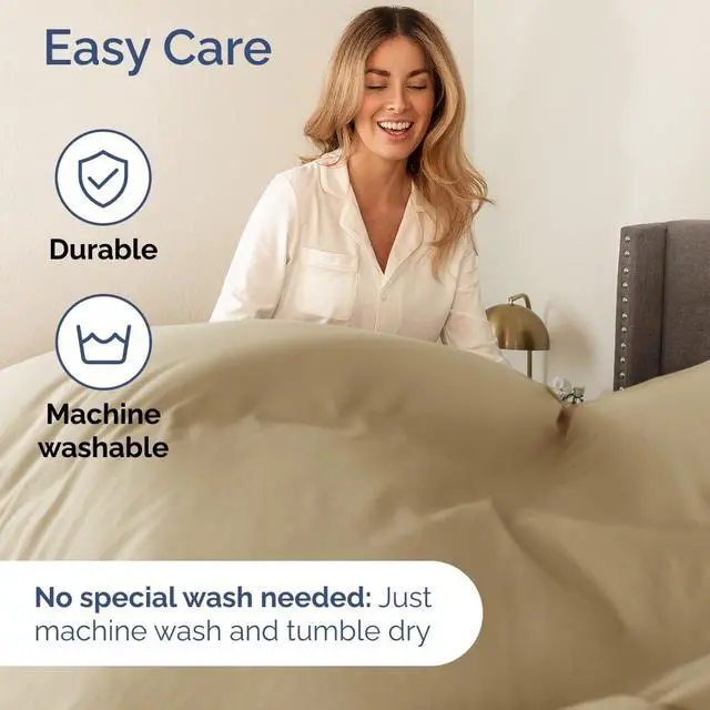 Alt view image 7 of 7 - Full Size 4 Piece Sheet Set - Comfy Breathable & Cooling Sheets - Hotel Luxury Bed Sheets for Women & Men - Deep Pockets, Easy-Fit, Extra Soft and Wrinkle Free Sheets - Beige Oeko-Tex Bed Sheet Set