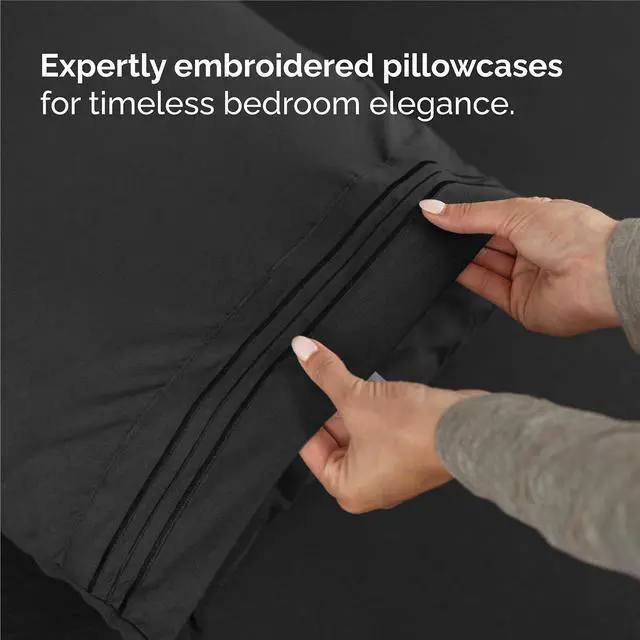 Alt view image 6 of 7 - Split King Size 5 Piece Sheet Set - Comfy Breathable & Cooling Sheets - Hotel Luxury Bed Sheets for Women & Men - Deep Pockets, Easy-Fit, Soft and Wrinkle Free Sheets - Black Oeko-Tex Bed Sheet Set