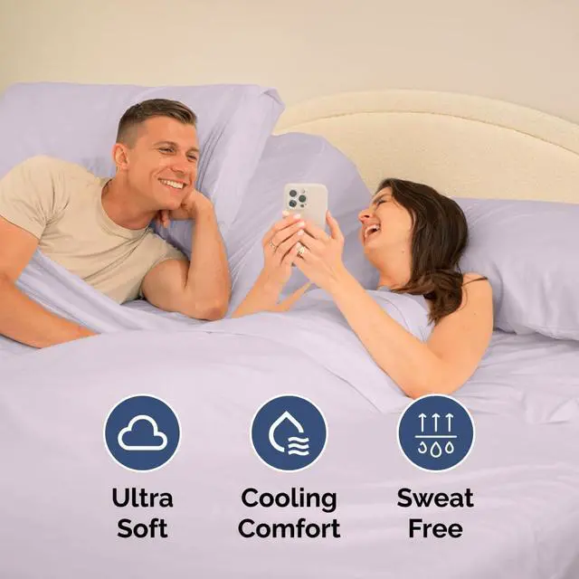Alt view image 5 of 7 - Flex Top Split Head King 4 Piece Sheet Set - Ultra-Soft, Breathable & Cooling Bed Sheets Set - Hotel Luxury Bedding for Women & Men with Deep Pockets - Wrinkle & Fade Free - Oeko-Tex - Light Lavender