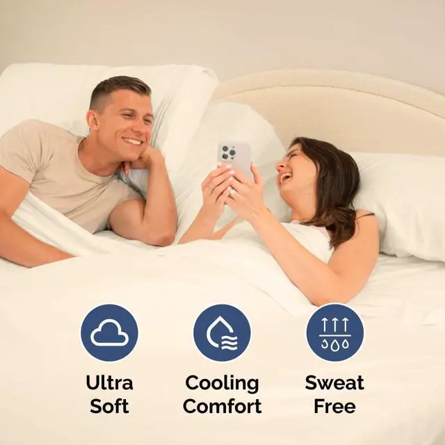 Alt view image 5 of 7 - Flex Top Split Head King 4 Piece Sheet Set - Soft, Breathable & Cooling Bed Sheets Set - Hotel Luxury Bedding for Women & Men with Deep Pockets - Wrinkle Free & Fade Resistant - Oeko-Tex - Off White