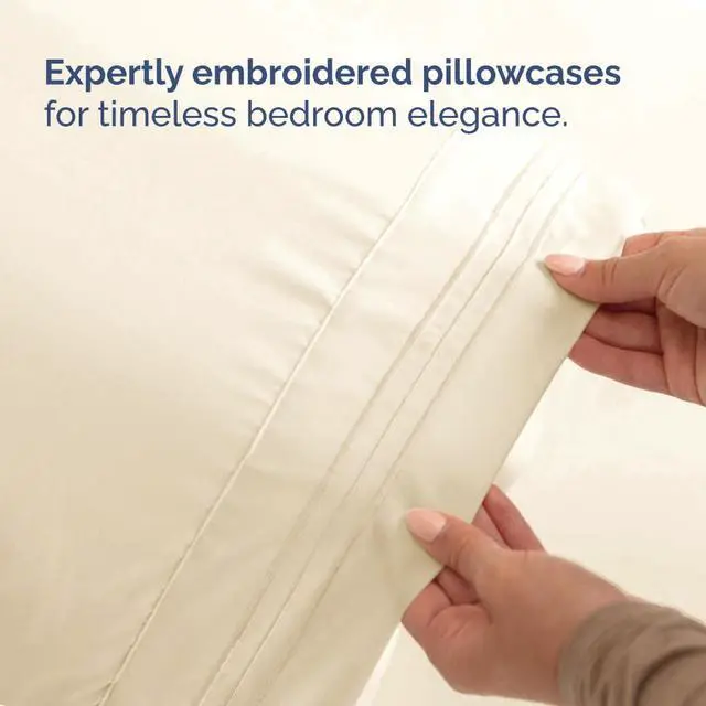 Alt view image 7 of 7 - Flex Top Split Head King 4 Piece Sheet Set - Soft, Breathable & Cooling Bed Sheets Set - Hotel Luxury Bedding for Women & Men with Deep Pockets - Wrinkle Free & Fade Resistant - Oeko-Tex - Off White