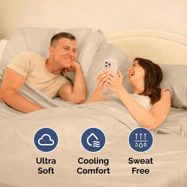 Alt view image 5 of 7 - Flex Top Split Head King 4 Piece Sheet Set - Ultra-Soft, Breathable & Cooling Bed Sheets Set - Hotel Luxury Bedding for Women & Men with Deep Pockets - Wrinkle Free & Fade Resistant - Oeko-Tex - Cream