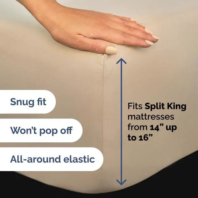 Alt view image 4 of 7 - Flex Top Split Head King 4 Piece Sheet Set - Ultra-Soft, Breathable & Cooling Bed Sheets Set - Hotel Luxury Bedding for Women & Men with Deep Pockets - Wrinkle Free & Fade Resistant - Oeko-Tex - Cream