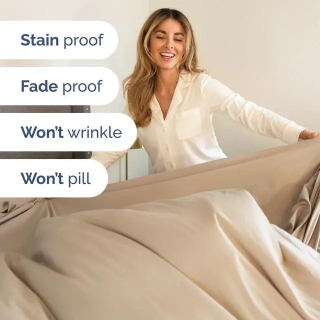 Alt view image 6 of 7 - Flex Top Split Head King 4 Piece Sheet Set - Ultra-Soft, Breathable & Cooling Bed Sheets Set - Hotel Luxury Bedding for Women & Men with Deep Pockets - Wrinkle Free & Fade Resistant - Oeko-Tex - Cream