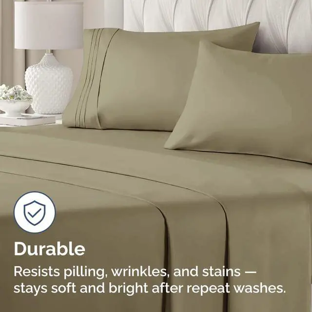 Alt view image 4 of 7 - Queen Pillow Cases Set of 4 - Ultra Soft Hotel Quality Pillowcase Covers - Comfy, Cozy & Wrinkle Free - Shrinkage, Stain and Fade Resistant - Machine Washable Pillow Protectors - 4 Piece Set - Khaki