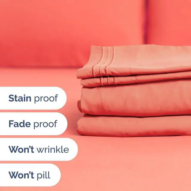 Alt view image 6 of 7 - Flex Top Split Head King 4 Piece Sheet Set - Ultra-Soft, Breathable & Cooling Bed Sheets Set - Hotel Luxury Bedding for Women & Men with Deep Pockets - Wrinkle Free & Fade Resistant - Oeko-Tex - Coral