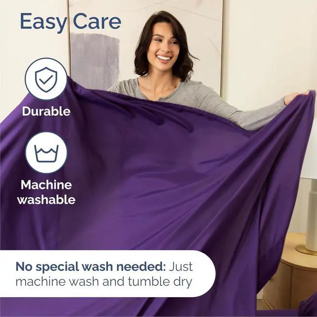 Alt view image 7 of 7 - Cal King Size 4 Piece Sheet Set - Comfy Breathable & Cooling Sheets - Hotel Luxury Bed Sheets for Women and Men - Deep Pockets, Easy-Fit, Soft and Wrinkle Free Sheets - Purple Oeko-Tex Bed Sheet Set