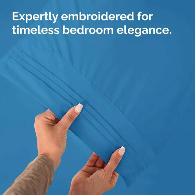 Alt view image 6 of 7 - Queen Pillow Cases Set of 2 - Ultra Soft Hotel Quality Pillowcase Covers - Comfy, Cozy & Wrinkle Free - Shrink, Stain & Fade Resistant - Machine Washable Pillow Protectors - 2 Piece Set - Denim Blue