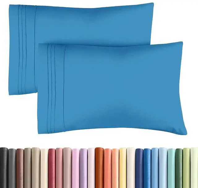 Main image of Queen Pillow Cases Set of 2 - Ultra Soft Hotel Quality Pillowcase Covers - Comfy, Cozy & Wrinkle Free - Shrink, Stain & Fade Resistant - Machine Washable Pillow Protectors - 2 Piece Set - Denim Blue