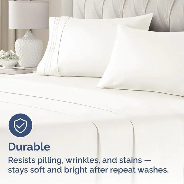 Alt view image 4 of 7 - King Pillow Cases Set of 2 - Ultra Soft Hotel Quality Pillowcase Covers - Comfy, Cozy & Wrinkle Free - Shrinkage and Fade Resistant - Machine Washable Pillow Protectors - 2 Piece Set - Antique White