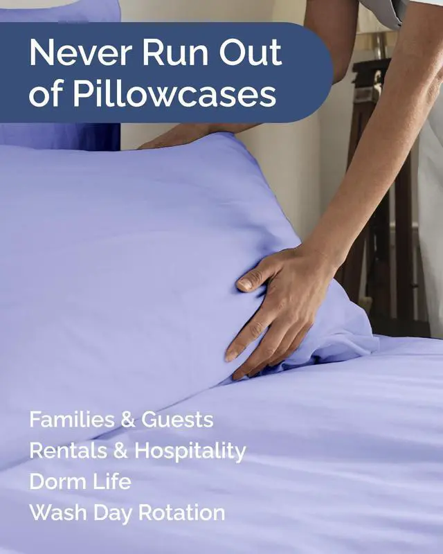 Alt view image 5 of 7 - King Pillow Cases Set of 10 - Ultra Soft Hotel Quality Pillowcase Covers - Comfy & Wrinkle Free - Shrink, Stain and Fade Resistant - Soft, Machine Washable Pillow Protectors - 10 Piece Set - Lavender