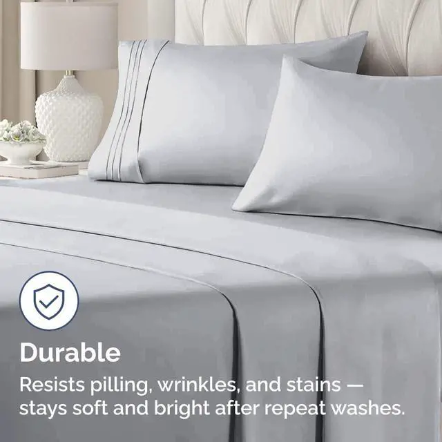 Alt view image 4 of 7 - Queen Pillow Cases Set of 4 - Ultra Soft Hotel Quality Pillowcase Covers - Comfy, Cozy & Wrinkle Free - Shrink, Stain & Fade Resistant - Machine Washable Pillow Protectors - 4 Piece Set - Steel Blue