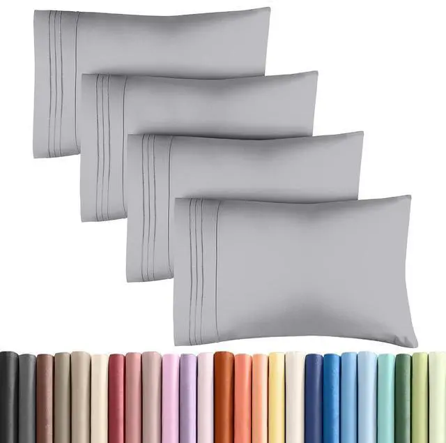 Main image of Queen Pillow Cases Set of 4 - Ultra Soft Hotel Quality Pillowcase Covers - Comfy, Cozy & Wrinkle Free - Shrink, Stain & Fade Resistant - Machine Washable Pillow Protectors - 4 Piece Set - Steel Blue