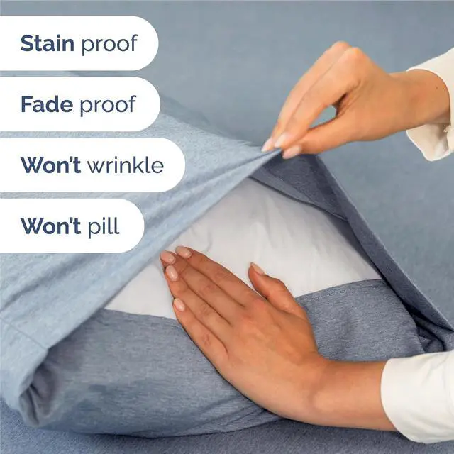 Alt view image 5 of 7 - Full Size 4 Piece Sheet Set - Comfy Breathable & Cooling Sheets - Hotel Luxury Bed Sheets for Women & Men - Deep Pockets, Easy-Fit, Soft & Wrinkle Free Sheets - Heathered Blue Oeko-Tex Bed Sheet Set