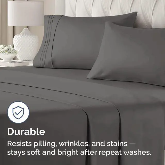 Alt view image 4 of 7 - King Standard Pillow Cases Set of 4 - Soft Hotel Quality Pillowcase Covers - Comfy Bedding for Women, Men, Kids & Teens - Machine Washable Pillow Protectors - 4 Piece Set - King Standard Size Charcoal