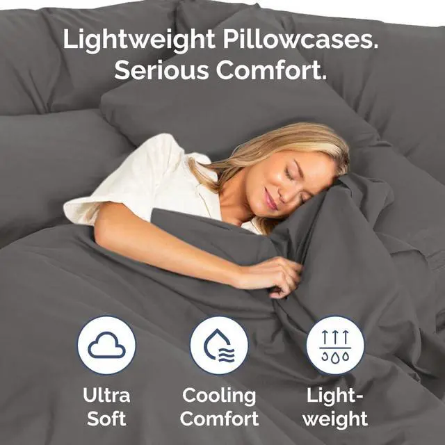 Alt view image 3 of 7 - King Standard Pillow Cases Set of 4 - Soft Hotel Quality Pillowcase Covers - Comfy Bedding for Women, Men, Kids & Teens - Machine Washable Pillow Protectors - 4 Piece Set - King Standard Size Charcoal