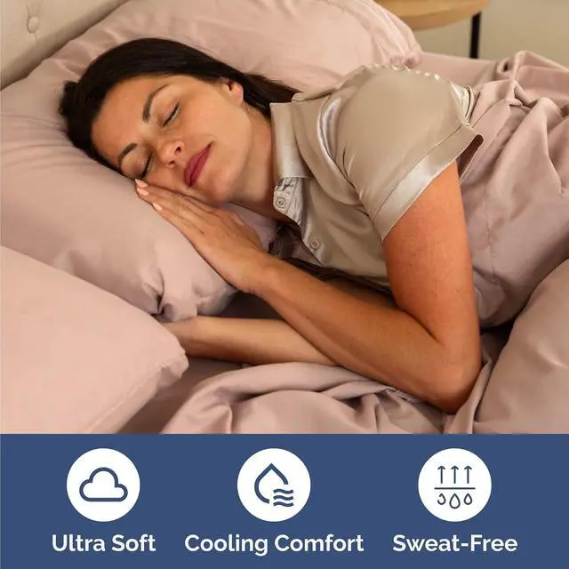 Alt view image 4 of 7 - Queen Size 4 Piece Sheet Set - Comfy Breathable & Cooling Sheets - Hotel Luxury Bed Sheets for Women & Men - Deep Pockets, Easy-Fit, Extra Soft and Wrinkle Free Sheets - Mauve Oeko-Tex Bed Sheet Set